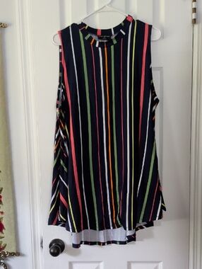 Lane Bryant Swing Tank Black Tank with Multi-Color Vertical Stripes Sz 18/20 NWT